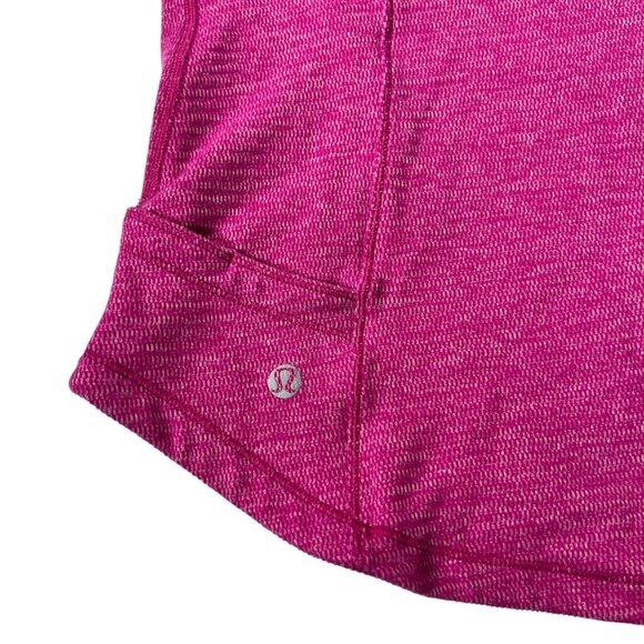 Lululemon Womens Pink Base Runner 1/2 Zip Mini Check Pique Raspberry Top Size 6 - Picture 7 of 15